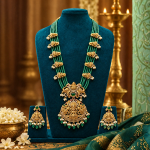 Lakshmi Green Bead Necklace Set