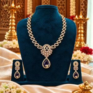 Purple Stone Necklace Set