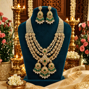 Emerald Pearl Layered Necklace Set