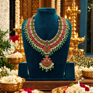Gold Designer Ruby Emerald Pearl